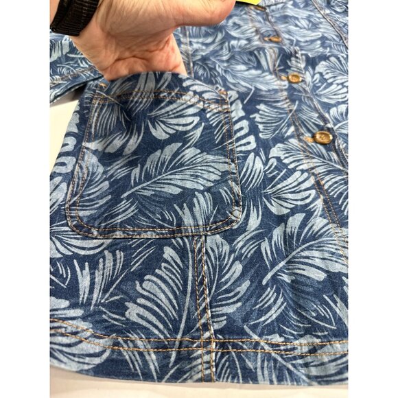 Denim & Co. Women’s Small Leaf Print Shirt Jacket Button Up Vintage New - Picture 4 of 8